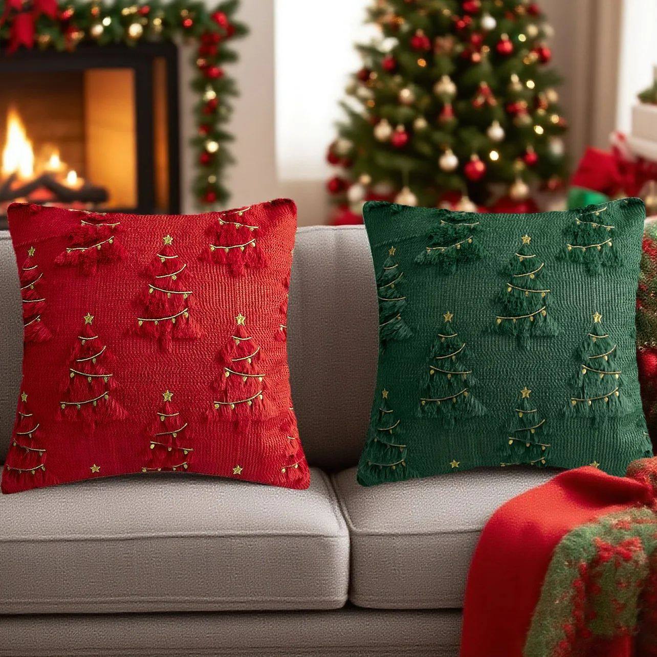 Christmas Plush Decorative Cushion Cover Soft Home Decor Xma
