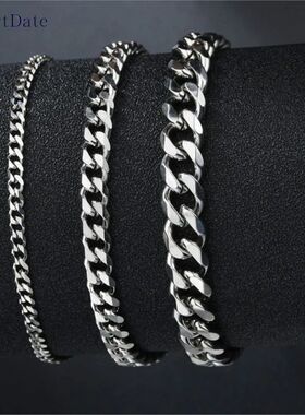 316L Stainless Steel Cuban Chain Bracelet for Men Women Figa