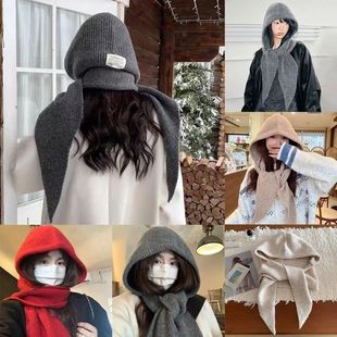 Knitted Winter Balaclava One-Piece Thickened Scarf Cap Winte