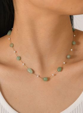 Boho Necklace Beach Irregular Natural Stone Necklaces for Wo