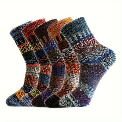 5 pairs of men's autumn and winter warm wool socks with vert