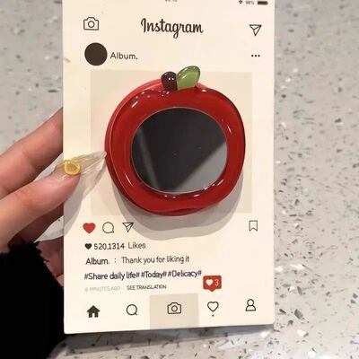 Cute 3D Apple Makeup Mirror For Magsafe Griptok Holder Phone