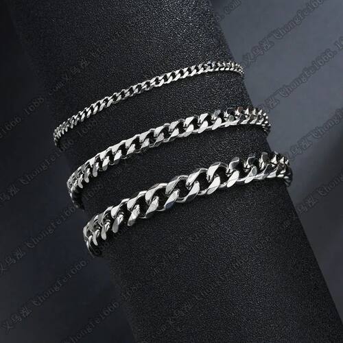 Stainless Steel Bracelets For Men Blank Color Punk Curb Cuba