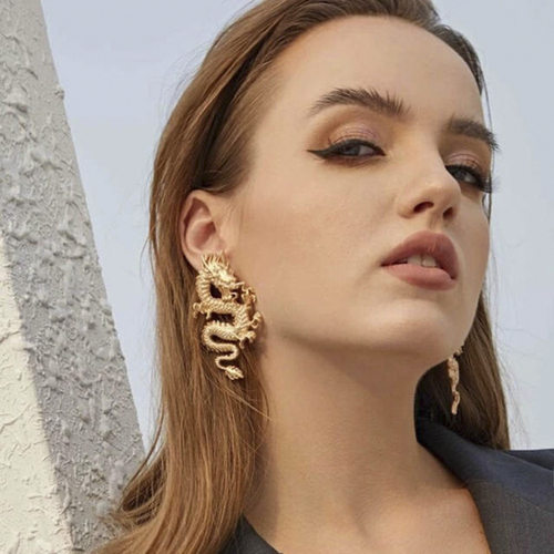 Female Unusual Earring Dragon Long Earrings for Women High
