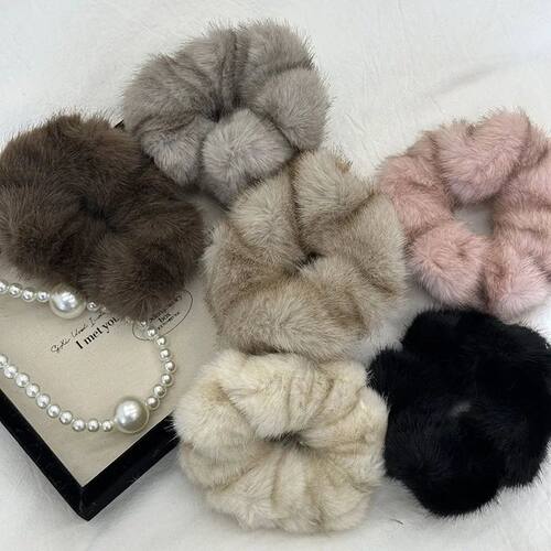 korean Plush Scrunchie For Women Elastic Furry Hair Tie Girl