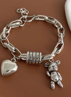 100% Solid 925 Sterling Silver Retro Bracelet for Women Men