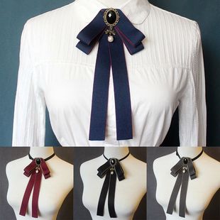 Bowknot Bow Ribbon Pre Brooc Pearl Tied Rhinestone Women Tie