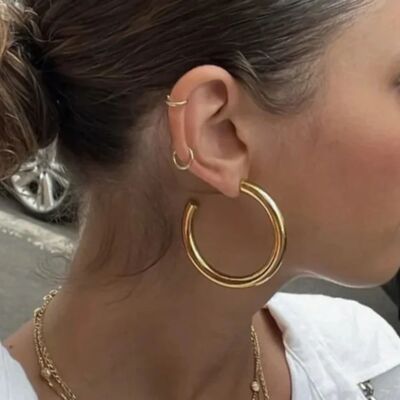 30/40/50mm Classic Stainless Steel Ear Buckle Big Earrings f