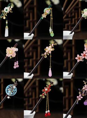 Wooden Hair Stick Chinese Style Winding Flower Hairpin With