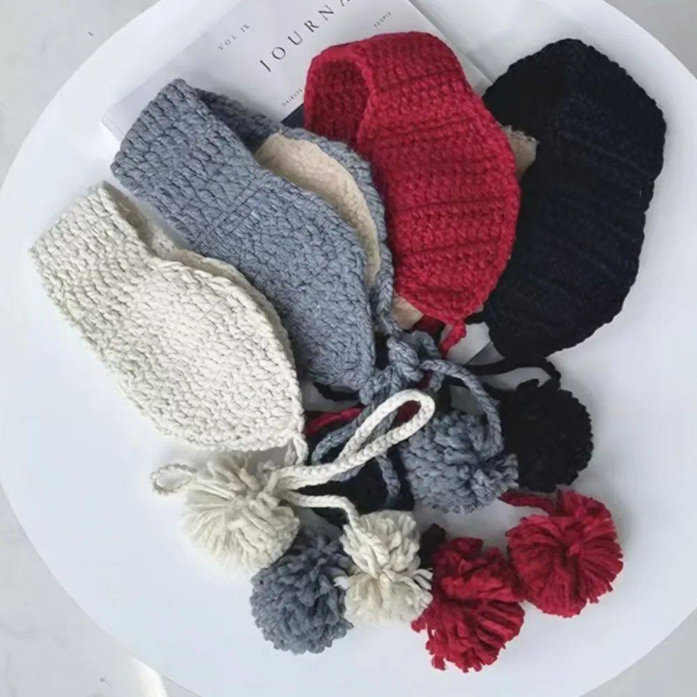 Handmade Style Y2k Plush Earmuffs Thicken Soft Warm JK Knitt