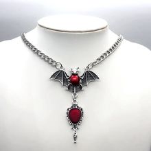 Gothic Hip Hop Y2k Jewelry Bat Cross Pendant Necklaces Vinta