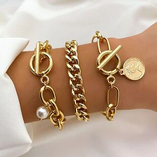 Chain Women Punk LadyThick Bangles for Bracelets Metal Link