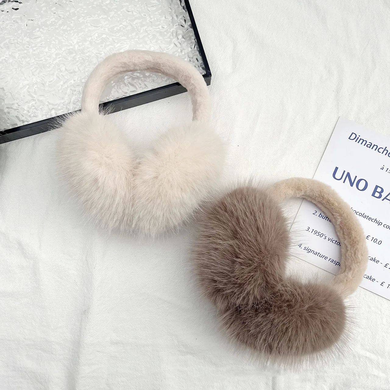 Cute Plush Fur Headphones Women Winter Warm Earmuffs Soft Ca