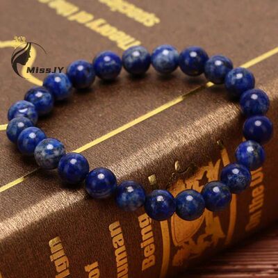 8mm Natural Lapis Lazuli Beads Bracelets Unisex Elastic Bang