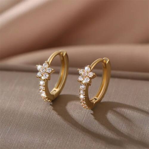 Fashion Stainless Steel Zircon Star Hoops Earrings For Women
