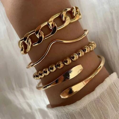 4pcs Punk Curb Cuban Chain Bracelets Set for Women Simple Th