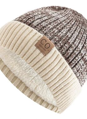 New Unisex Two-Tone Winter Hats Add Fur Lined Men And WomenW