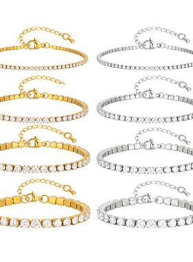2/3/4/5MM Zircon Tennis Chain Bracelet for Women, Stainless