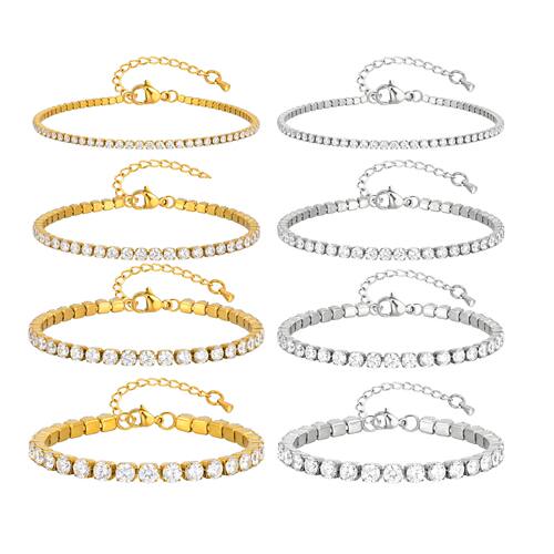 2/3/4/5MM Zircon Tennis Chain Bracelet for Women, Stainless