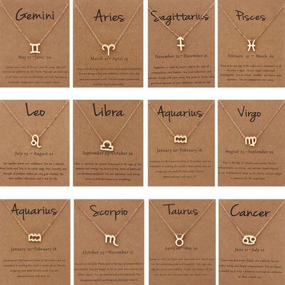 1Pcs 12 Zodiac Sign Necklace for Women 12 Constellation Char