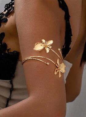 Vintage Elegant Flower Cuff Bracelet Bangle For Women Gold C