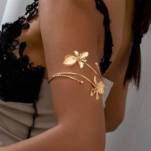 Vintage Elegant Flower Cuff Bracelet Bangle For Women Gold C