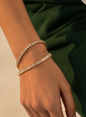 Zircon Bracelet with Simple Adjustable Buckle