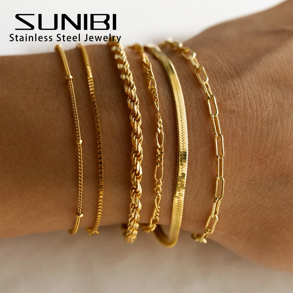 Classic Snake Chain Bracelets for Women Trend Gold Plated St