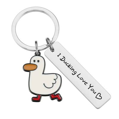 Funny Lover Gift I Ducking Love You Cute Duck Pun Keychain C