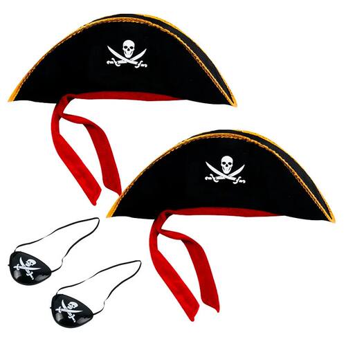 1/2set Pirate Skull Hat And Eye Patches Halloween Captain Ca