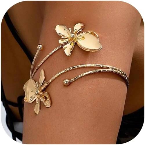 Women‘s Gold Flower Arm Cuff, Greek Goddess Style Bangle Br