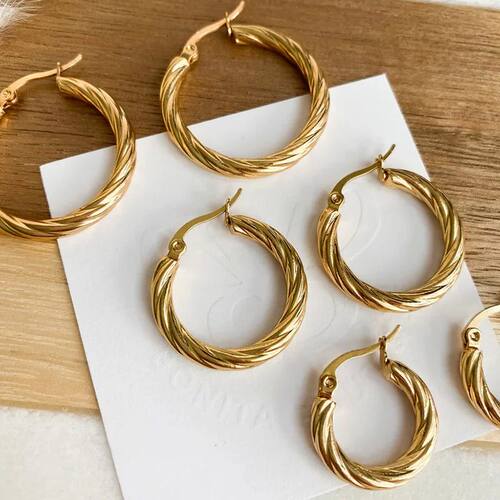 3pair/set Simple Twist Circle Round Hoop Earrings for Women