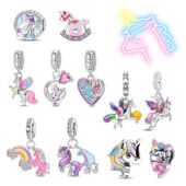 925 Rocking Sterling Pink Dreamy Mount Silver Unicorn Charm