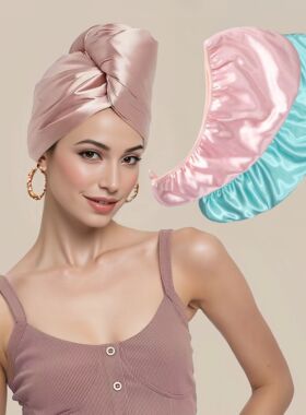 2 Color Satin Dry Hair Cap, Super Absorbent Hair Drying Cap,