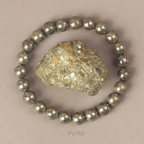6/8MM Natural Pyrite Stone Bracelet for Men Promoting Blood