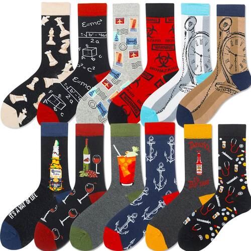 Colorful Men's Socks Colorful Happy Funny symbol Internation