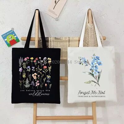 Myosotis Alpestris Canvas Tote Bag for Women “Forget Me Not