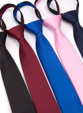 Men Necktie Zipper Lazy TieSolid 6cm Ties Business for Man G