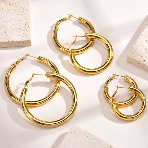 30/40/50mm Circle Hoop Earrings for Women, Classic Stainless
