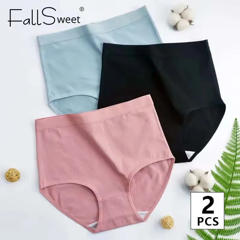 2 Pcs/Lot Cotton Underwear Women High Waist Panties Comforta图片