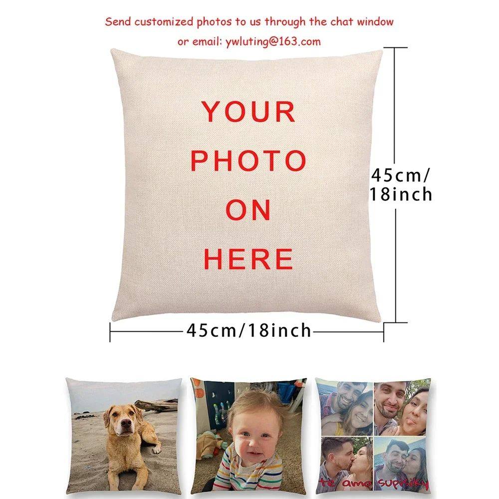 Baby Family Pets Cushion Covers Printing Cotton Linen Pillow