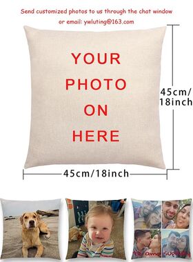 Baby Family Pets Cushion Covers Printing Cotton Linen Pillow