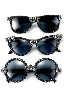 Gothic Skull Sunglasses Halloween Christmas Cat Eye Crystal
