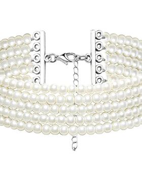 Fashion Multilayer Elegant White Pearl Collar Choker Necklac