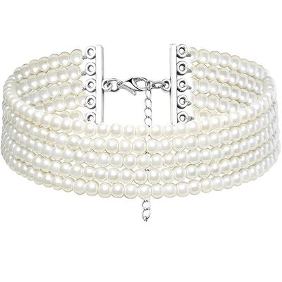 Fashion Multilayer Elegant White Pearl Collar Choker Necklac