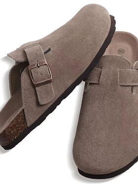 Crestar Genuine Suede Clogs for Women MenSoft Cork Footbed L