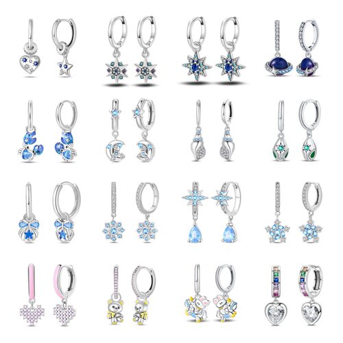 European style female earrings with silver plated copper