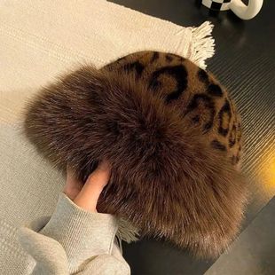 Fur Hat Warm Leopard Headgear Keep Print Windproof Hot Women