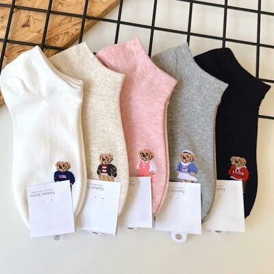 Good Quality Cartoon Elegant Lady Bear Women's  Cute Socks C