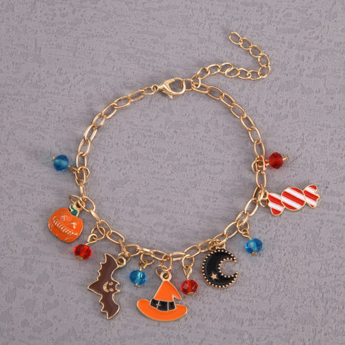Halloween Jewelry Alloy Oil Drop Ghost Pumpkin Candy Bracele